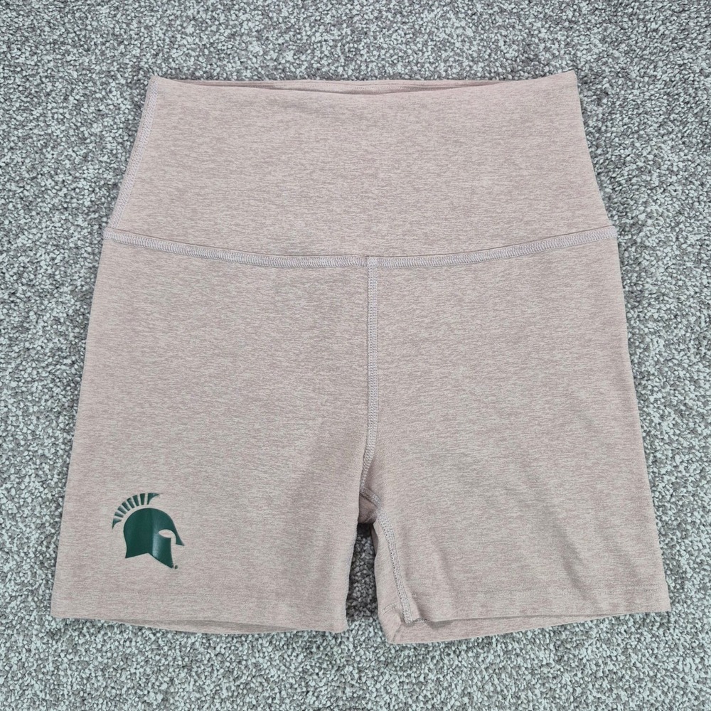 Beyond Yoga Spacedye Keep Pace Biker Shorts Womens Medium Tan Michigan State